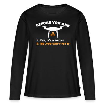 Drone volant, drones, drones, modèles réduits d’avions - T-shirt manches longues Premium bio Femme - noir - Devant - Julia (174cm)