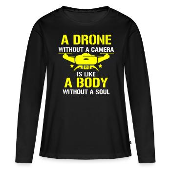 Drone volant, drones, drones, modèles réduits d’avions - T-shirt manches longues Premium bio Femme - noir - Devant - Julia (174cm)