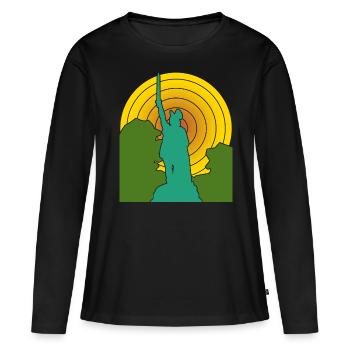 Hermannsdenkmal retro Detmold - Frauen Premium Bio Langarmshirt - Schwarz - Vorne - Julia (174cm)