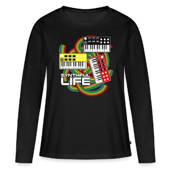 Synthétiseurs Synthétiseur Synthé - T-shirt manches longues Premium bio Femme - noir - Devant - Julia (174cm)