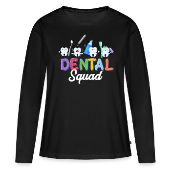 Technicien dentaire, cadre dentaire, hygiéniste dentaire - T-shirt manches longues Premium bio Femme - noir - Devant - Julia (174cm)