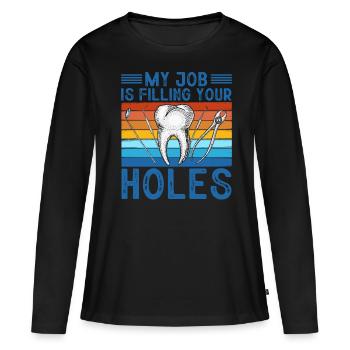 Technicien dentaire, cadre dentaire, hygiéniste dentaire - T-shirt manches longues Premium bio Femme - noir - Devant - Julia (174cm)
