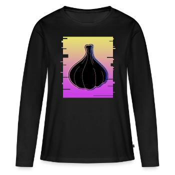 Ail Retro Knobi Gousses d’ail - T-shirt manches longues Premium bio Femme - noir - Devant - Julia (174cm)