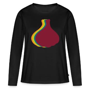 Ail Retro Gousses d’ail - T-shirt manches longues Premium bio Femme - noir - Devant - Julia (174cm)