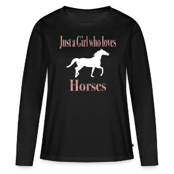 Idée cadeau Club d’équitation - T-shirt manches longues Premium bio Femme - noir - Devant - Julia (174cm)