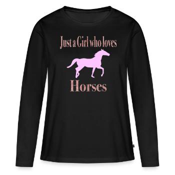 Idée cadeau Club d’équitation - T-shirt manches longues Premium bio Femme - noir - Devant - Julia (174cm)