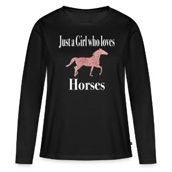 Idée cadeau Club d’équitation - T-shirt manches longues Premium bio Femme - noir - Devant - Julia (174cm)