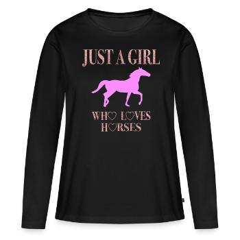 Idée cadeau Club d’équitation - T-shirt manches longues Premium bio Femme - noir - Devant - Julia (174cm)
