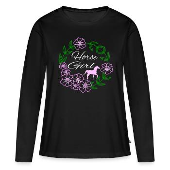 Idée cadeau Club d’équitation - T-shirt manches longues Premium bio Femme - noir - Devant - Julia (174cm)