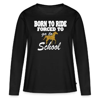 Pferd Reiten Reitverein Geschenkidee - Frauen Premium Bio Langarmshirt - Schwarz - Vorne - Julia (174cm)