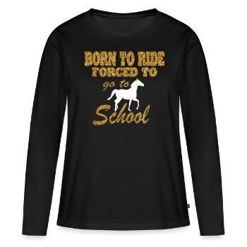 Idée cadeau Club d’équitation - T-shirt manches longues Premium bio Femme - noir - Devant - Julia (174cm)