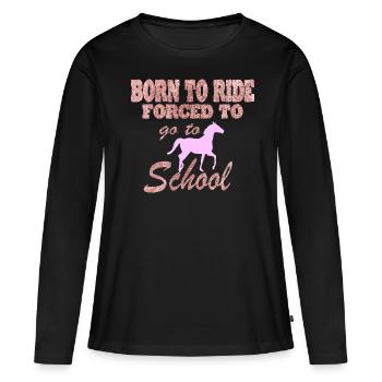 Idée cadeau Club d’équitation - T-shirt manches longues Premium bio Femme - noir - Devant - Julia (174cm)