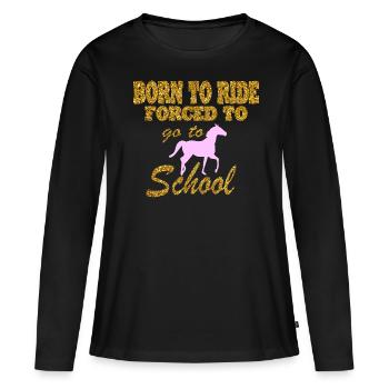 Idée cadeau Club d’équitation - T-shirt manches longues Premium bio Femme - noir - Devant - Julia (174cm)