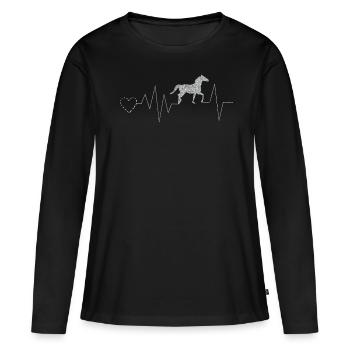 Idée cadeau Club d’équitation - T-shirt manches longues Premium bio Femme - noir - Devant - Julia (174cm)