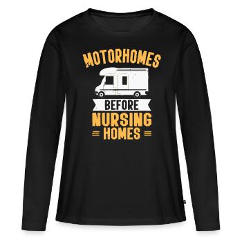 Motorhome Camping - Women's Premium Organic Long Sleeve Shirt - black - Front - Julia (174cm)