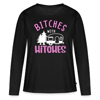 Motorhome Camping - Women's Premium Organic Long Sleeve Shirt - black - Front - Julia (174cm)