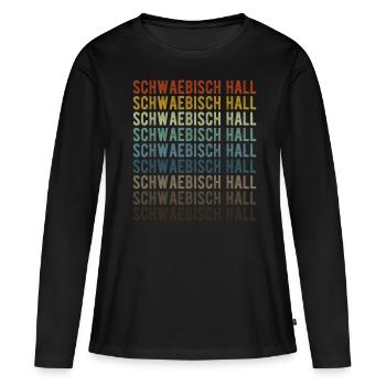 Schwaebisch Hall City Retro Vintage - T-shirt manches longues Premium bio Femme - noir - Devant - Julia (174cm)