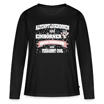 Pflegerin Altenpflege Nurse Geschenkidee - Frauen Premium Bio Langarmshirt - Schwarz - Vorne - Julia (174cm)