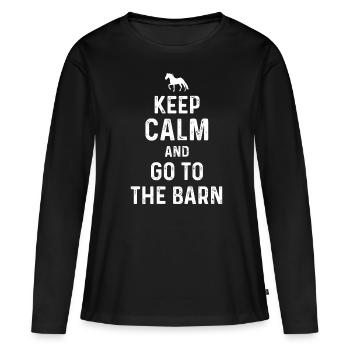 Stay calm and go to the barn - Women's Premium Organic Long Sleeve Shirt - black - Front - Julia (174cm)