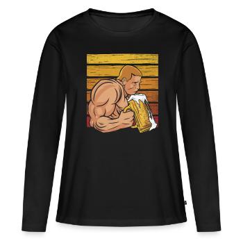 Musculation - Poids lourds et shakes protéinés - T-shirt manches longues Premium bio Femme - noir - Devant - Julia (174cm)