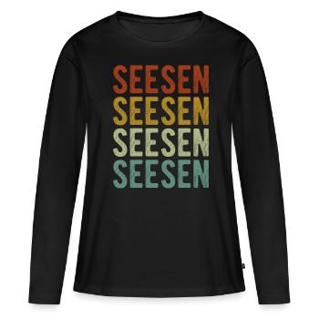 Seesen Town Retro Vintage - T-shirt manches longues Premium bio Femme - noir - Devant - Julia (174cm)