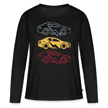 E-Auto Elektroauto - Frauen Premium Bio Langarmshirt - Schwarz - Vorne - Julia (174cm)