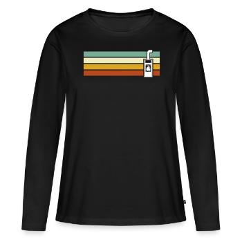 Cheminée Rétro Poêle à bois - T-shirt manches longues Premium bio Femme - noir - Devant - Julia (174cm)