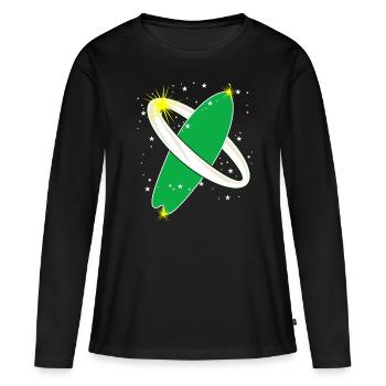 Planche de surf dans Space Surfer - T-shirt manches longues Premium bio Femme - noir - Devant - Julia (174cm)
