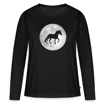 Full Moon - Horse - - Women's Premium Organic Long Sleeve Shirt - black - Front - Julia (174cm)