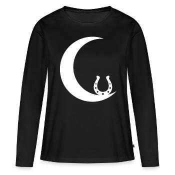 Croissant de Lune - Fer à cheval - - T-shirt manches longues Premium bio Femme - noir - Devant - Julia (174cm)