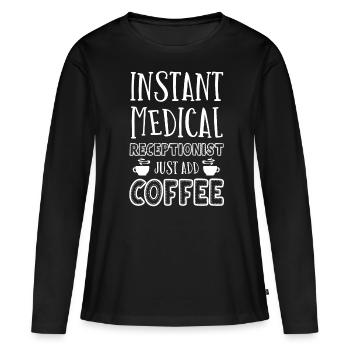 Réceptionniste médicale - T-shirt manches longues Premium bio Femme - noir - Devant - Julia (174cm)