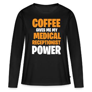 Réceptionniste médicale - T-shirt manches longues Premium bio Femme - noir - Devant - Julia (174cm)