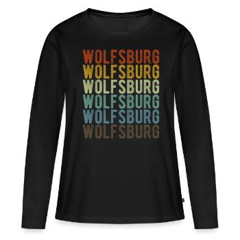 Wolfsburg City Rétro Vintage - T-shirt manches longues Premium bio Femme - noir - Devant - Julia (174cm)