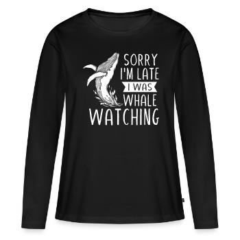 Baleines, baleines, observation des baleines, observation des baleines - T-shirt manches longues Premium bio Femme - noir - Devant - Julia (174cm)