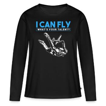 Parachutisme, Parachutisme - T-shirt manches longues Premium bio Femme - noir - Devant - Julia (174cm)