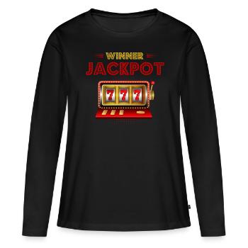 Machine à sous, Joueur, Jeux d’argent - T-shirt manches longues Premium bio Femme - noir - Devant - Julia (174cm)