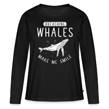 Baleines, baleines, observation des baleines, observation des baleines - T-shirt manches longues Premium bio Femme - noir - Devant - Julia (174cm)
