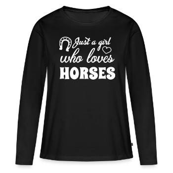 Just A Girl Who Loves Horses 2 - - Women's Premium Organic Long Sleeve Shirt - black - Front - Julia (174cm)
