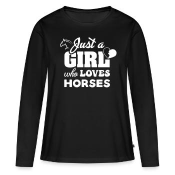 Just A Girl Who Loves Horses 17 - - Women's Premium Organic Long Sleeve Shirt - black - Front - Julia (174cm)
