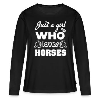 Just A Girl Who Loves Horses 16 - - Women's Premium Organic Long Sleeve Shirt - black - Front - Julia (174cm)