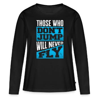 Parachutisme, Parachutisme - T-shirt manches longues Premium bio Femme - noir - Devant - Julia (174cm)