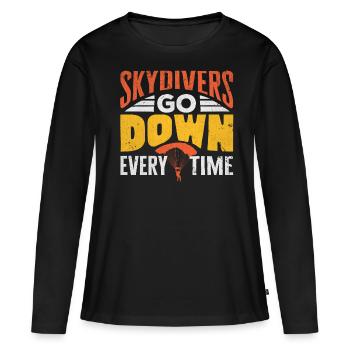 Parachutisme, Parachutisme - T-shirt manches longues Premium bio Femme - noir - Devant - Julia (174cm)