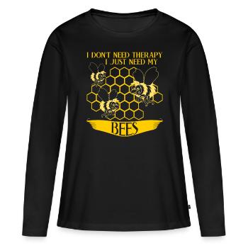 Abeilles abeilles abeilles drôles d’abeilles - T-shirt manches longues Premium bio Femme - noir - Devant - Julia (174cm)