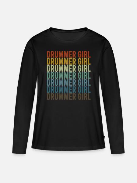 Drummer Girl Drummer Girl Drumming Musiker Drum Lo - Frauen Premium Bio Langarmshirt - Schwarz