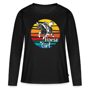 Horse Girl 1 - - Women's Premium Organic Long Sleeve Shirt - black - Front - Julia (174cm)