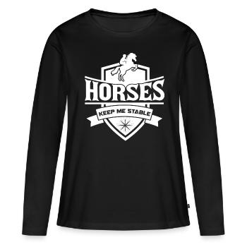Pferde halten mich im Stall 6 - Horses Keep Me Sta - T-shirt manches longues Premium bio Femme - noir - Devant - Julia (174cm)