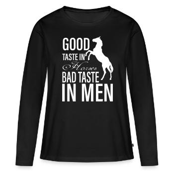 Bon goût chez les chevaux Mauvais goût b - T-shirt manches longues Premium bio Femme - noir - Devant - Julia (174cm)