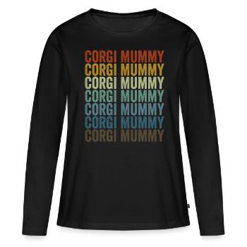 Corgi Mumie Corgi Mumie Halloween Hundeliebhaber - Frauen Premium Bio Langarmshirt - Schwarz - Vorne - Julia (174cm)