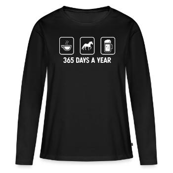 365 jours par an - bière - cheval - - T-shirt manches longues Premium bio Femme - noir - Devant - Julia (174cm)
