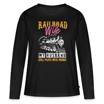 Échelle de chemin de fer, Railfan de chemin de fer - T-shirt manches longues Premium bio Femme - noir - Devant - Julia (174cm)